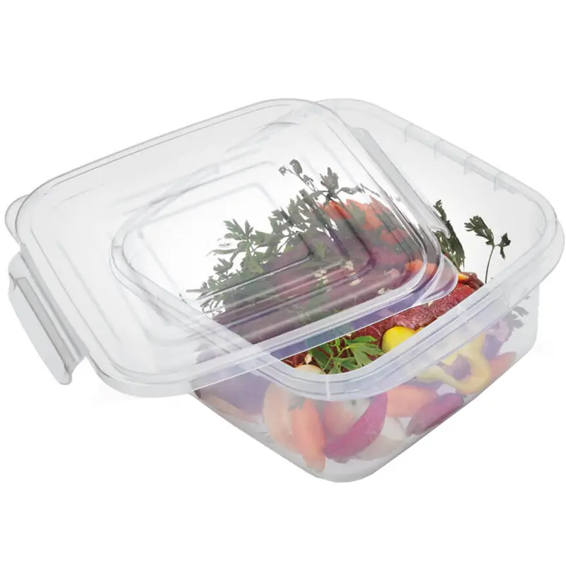 POTE DE PLASTICO QUADRADO COM TAMPA E TRAVA GG 3,7L