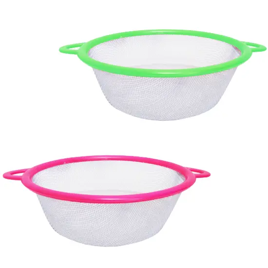 PENEIRA COADOR COM ALCA DE PLASTICO COLORS 20CM DE Ø