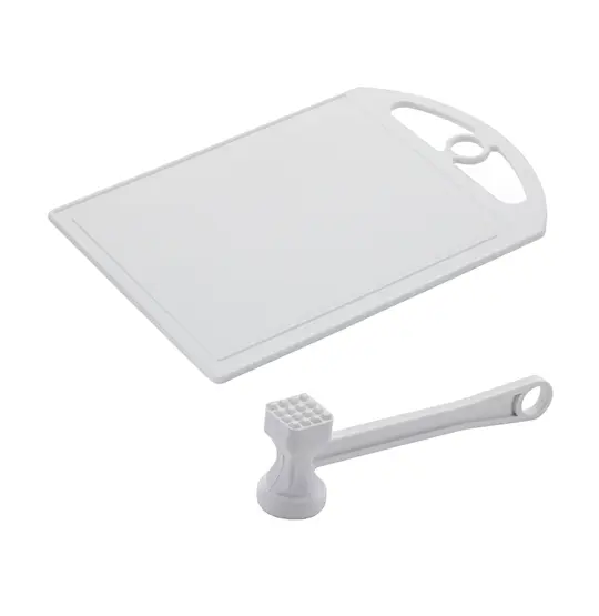 TABUA DE CORTE DE PLASTICO BRANCO + MARTELO COAMIL