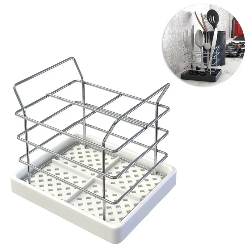 PORTA TALHER / ESCORREDOR DE TALHER ARAMADO RETANGULAR BRANCO