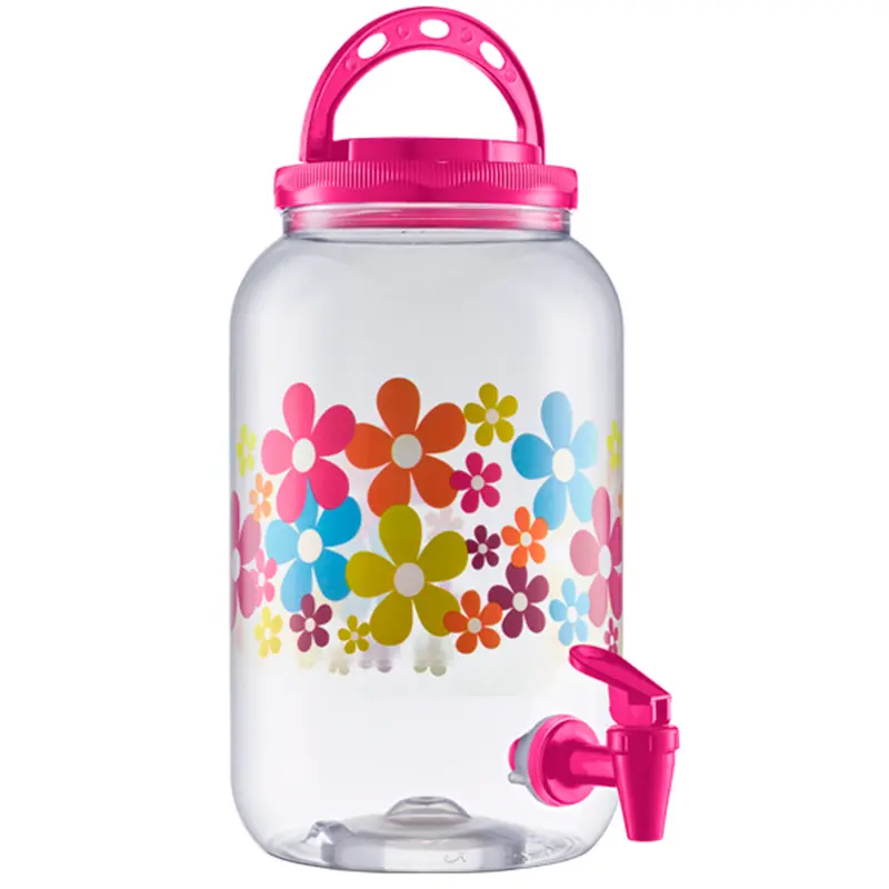 SUQUEIRA DE PLASTICO DECORADA MARGARIDA ROSA COM ALCA 3600ML