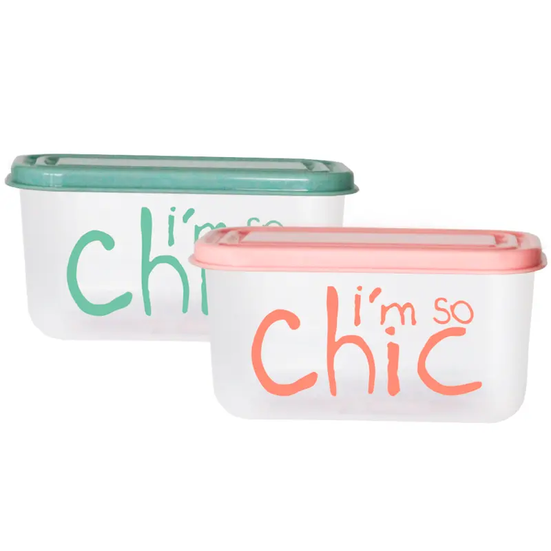 POTE DE PLASTICO RETANGULAR COM TAMPA ROSA / VERDE 450ML