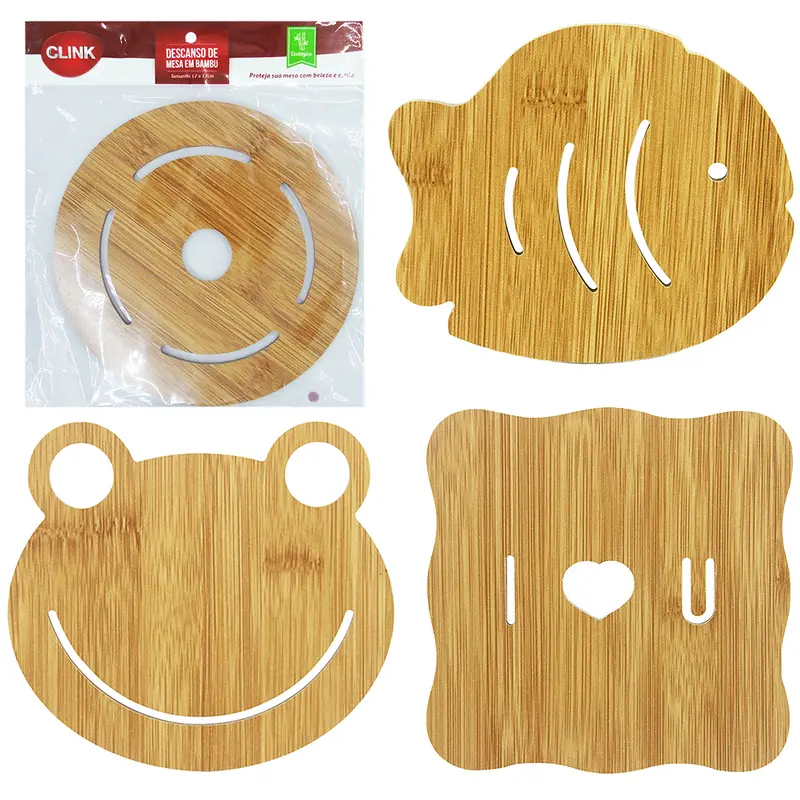 DESCANSO DE PANELA DE MADEIRA MDF TIPO BAMBU SORTIDOS 17CM