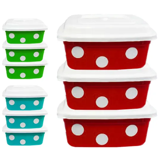 CONJUNTO DE POTE DE PLASTICO QUADRADO POA COLORS COM TAMPA BRANCA 3 PECAS 500ML