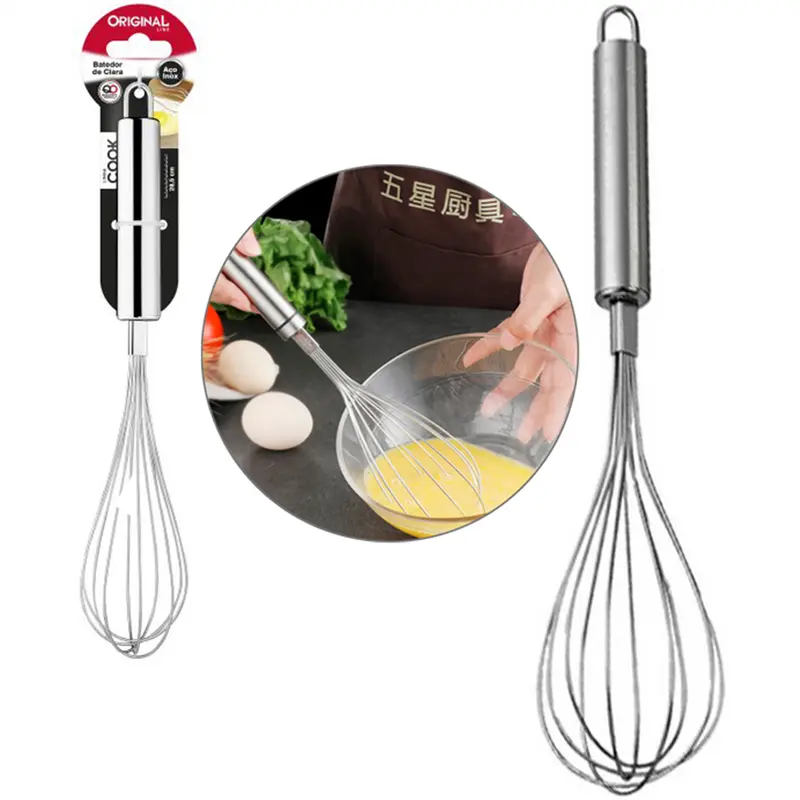 BATEDOR DE CLARA FOUET MANUAL DE INOX COOK 29,5X7CM NA CARTELA