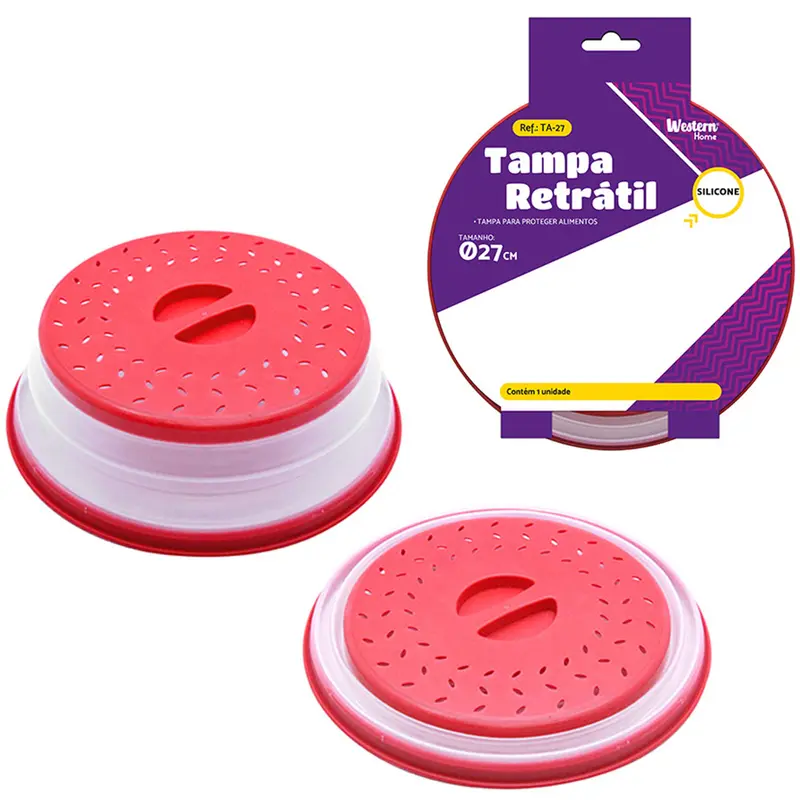 TAMPA DE SILICONE REDONDA MULTIUSO RETRATIL 5X27CM DE Ø NA CARTELA