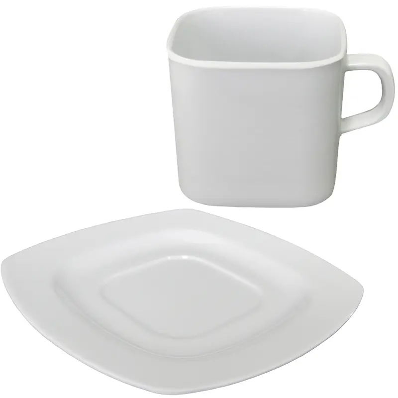 XICARA DE MELAMINA QUADRADA COM PIRES BRANCO LIGHT 250ML