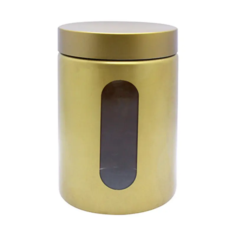 POTE DE VIDRO REDONDO DOURADO GOLD COM TAMPA HERMETICA DE METAL 1,2L