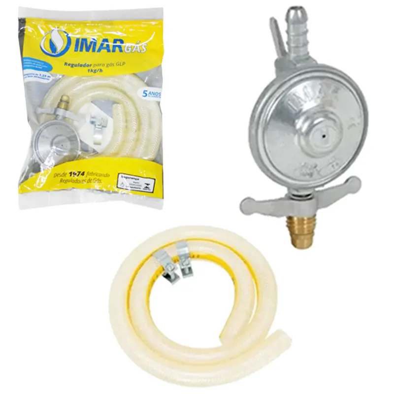 REGULADOR DE GAS DE ZAMAC CHAVE ABS COM MANGUEIRA 1,25M
