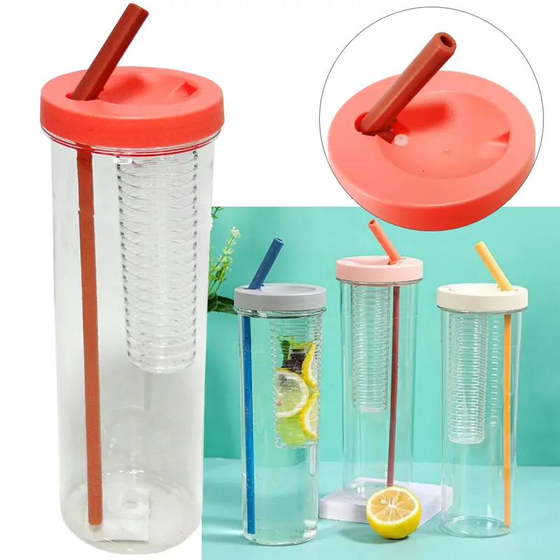 COPO COM TAMPA E CANUDO + INFUSOR DE ACRILICO COLORS 700ML