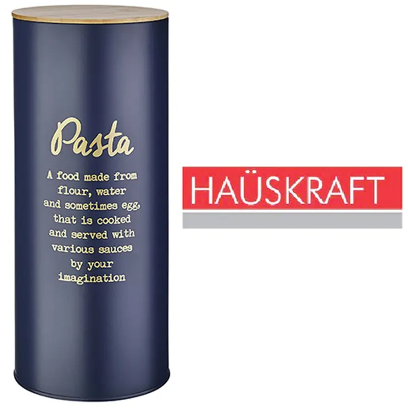 POTE DE LATA REDONDO PARA MACARRAO / MASSA COM TAMPA DE BAMBU AZULI HAUSKRAFT 2,7L