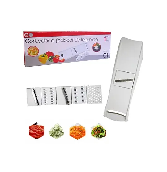 CORTADOR FATIADOR E RALADOR DE LEGUMES DE METAL/PLASTICO COM 7 LAMINAS