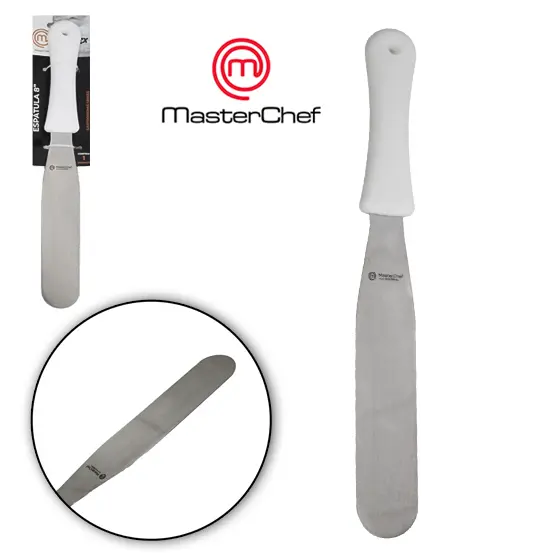 ESPATULA DE COZINHA / CONFEITEIRO DE INOX CABO PLASTICO BRANCO GASTRONOMIE MASTERCHEF 8'' 31,5CM