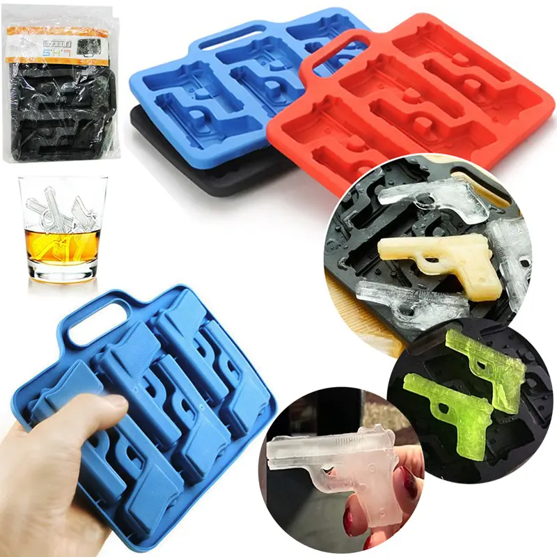 FORMA DE GELO COM 6 CAVIDADES REVOLVER DE SILICONE 18,5X14,5CM