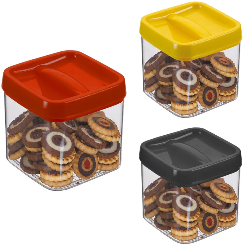 POTE DE ACRILICO QUADRADO COM TAMPA COLORS PRATIC 1200ML