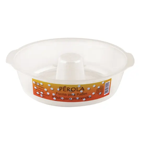 FORMA DE MICROONDAS DE PLASTICO REDONDA PARA BOLO E PUDIM PEROLA 6X21,5CM DE Ø