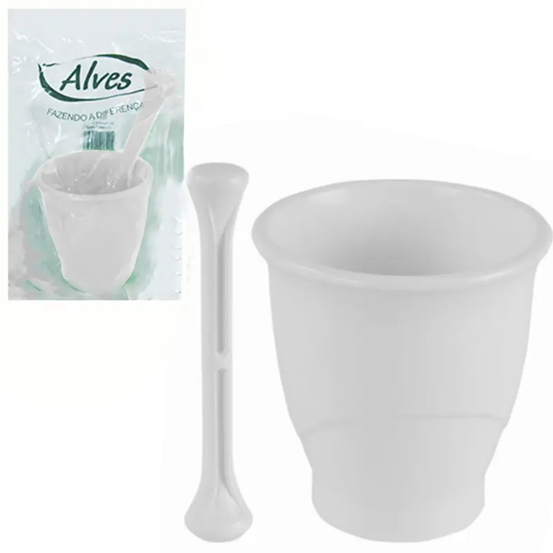 PILAO COM SOCADOR DE PLASTICO BRANCO 500ML 11CM
