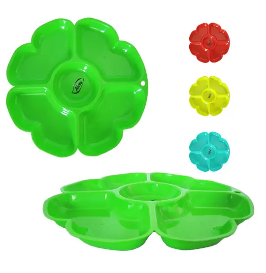 PETISQUEIRA DE PLASTICO REDONDA FLOR COLORS COM 5 DIVISORIAS 17CM DE Ø