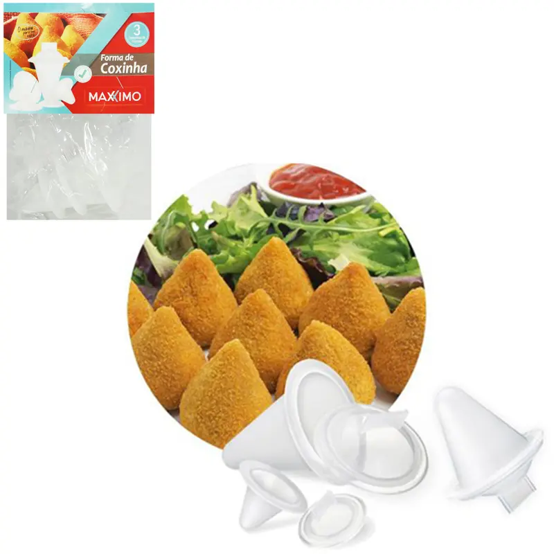 FORMA DE PLASTICO PARA COXINHA COM 3 PECAS PMG NA SOLAPA