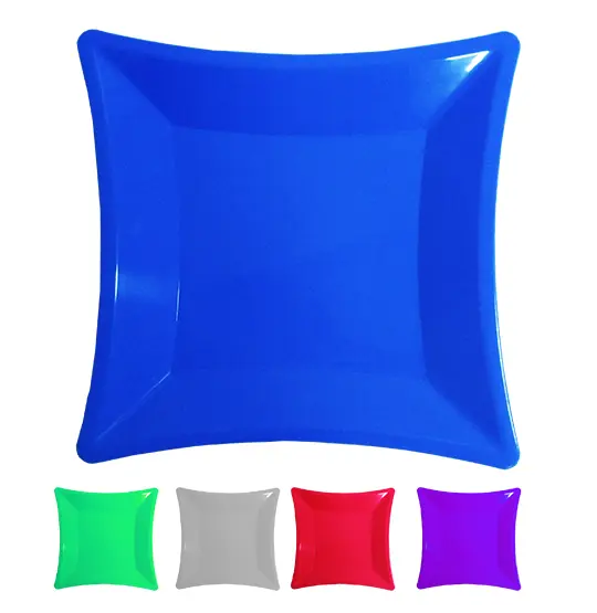 PRATO DE PLASTICO QUADRADO PARA SOBREMESA COLORS 14,5CM