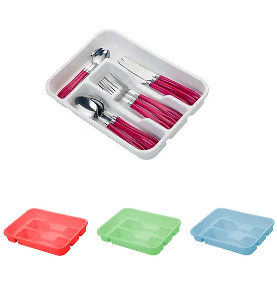 PORTA TALHER DE GAVETA DE PLASTICO COLORS COM 3 DIVISORIAS 29,5X20,5X4,1CM