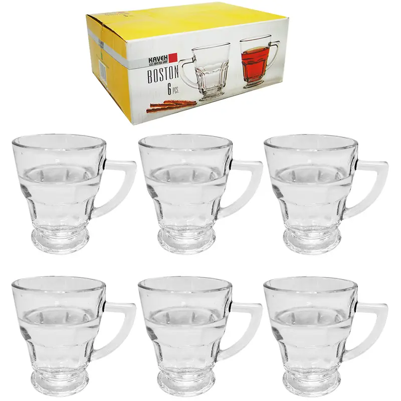 JOGO DE CANECA XICARA DE VIDRO PARA CAFE / CAPPUCCINO BOSTON COM 6 PECAS 250ML NA CAIXA