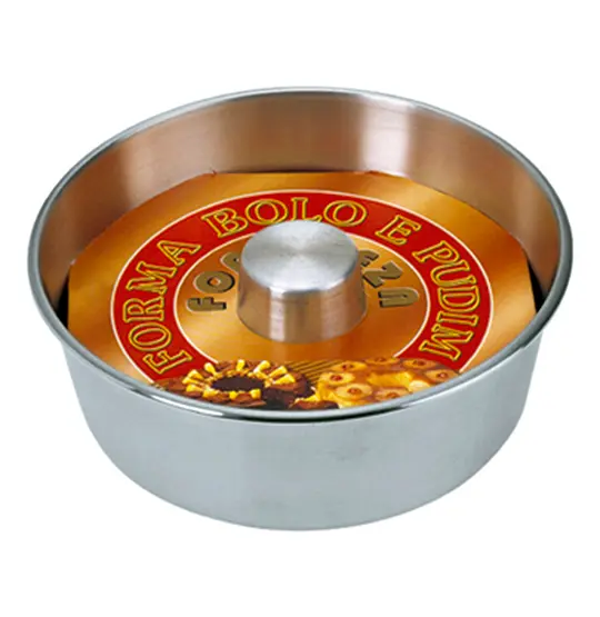 FORMA ASSADEIRA DE ALUMINIO PARA BOLO / TORTA / PUDIM COM TUBO 7X22CM DE Ø