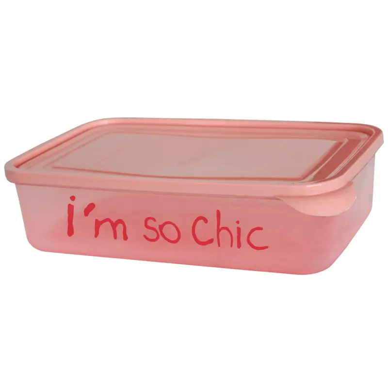 POTE DE PLASTICO RETANGULAR COM TAMPA ROSA 2300ML