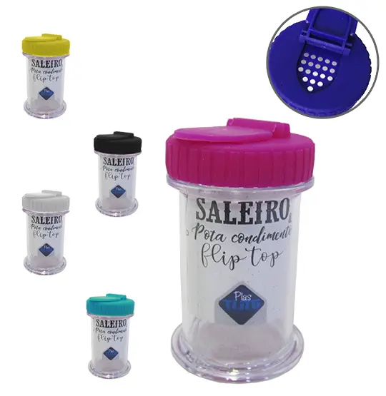 SALEIRO DE ACRILICO COM TAMPA DE PLASTICO COLORS 8CM