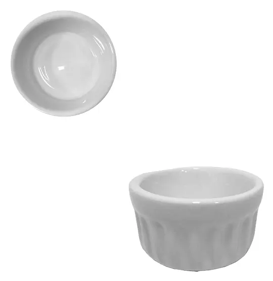 TIGELA RAMEQUIM DE PORCELANA REDONDA BRANCA 40ML