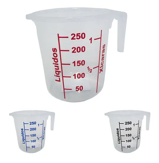 JARRA DE MEDIDA / DOSADOR GRADUADO DE PLASTICO COLORS 250ML