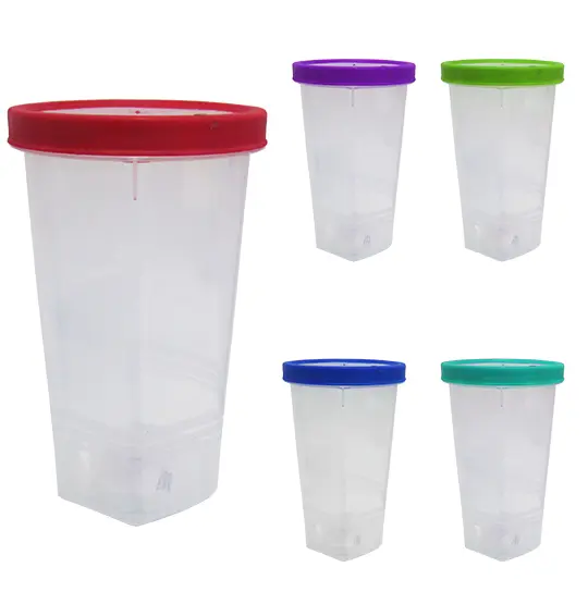 POTE DE PLASTICO SEXTAVADO COM TAMPA DE ROSCA COLORS 650ML