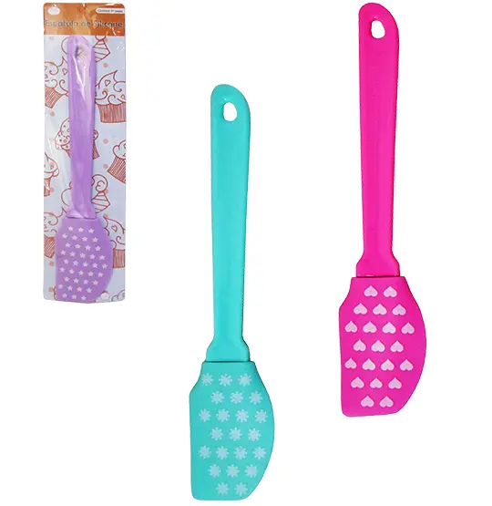 ESPATULA DE PAO DURO DE SILICONE CABO PLASTICO COLORS 24CM