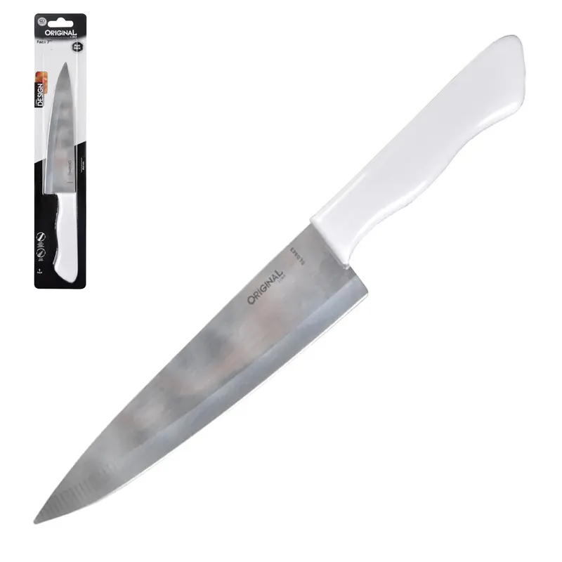 FACA DE CARNE / PEIXEIRA DE INOX 7'' CABO PLASTICO BRANCO COOK
