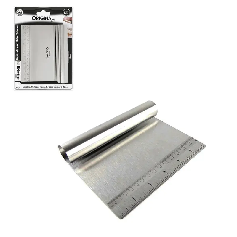 ESPATULA DE COZINHA CORTADOR / RASPADOR COM REGUA DE INOX MULTIUSO PREMIUM 15X12,5CM