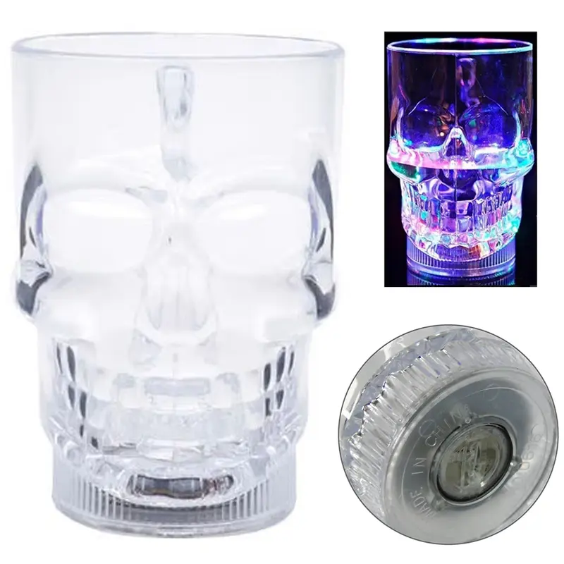 CANECA DE ACRILICO CAVEIRA COM LED 350ML A BATERIA NA CAIXA