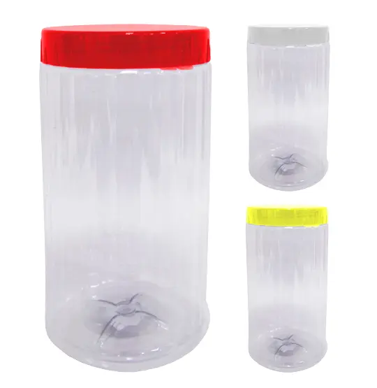 POTE DE PLASTICO REDONDO CANELADO MEDIO COM TAMPA DE ROSCA COLORS 1,9L