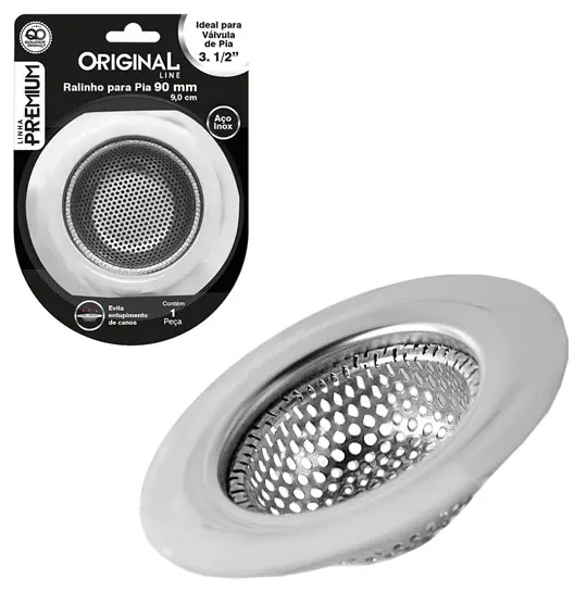 RALO DE INOX PARA PIA GRANDE PREMIUM 9CM DE Ø NA CARTELA