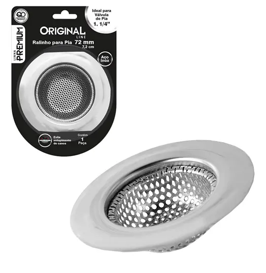 RALO DE INOX PARA PIA MEDIO PREMIUM 7,2CM DE Ø NA CARTELA