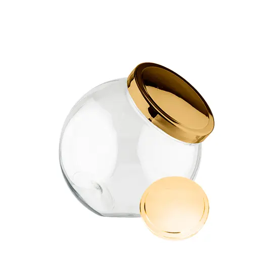 POTE BALEIRO DE PLASTICO COM TAMPA DE ROSCA METALIZADO DOURADO 1000ML