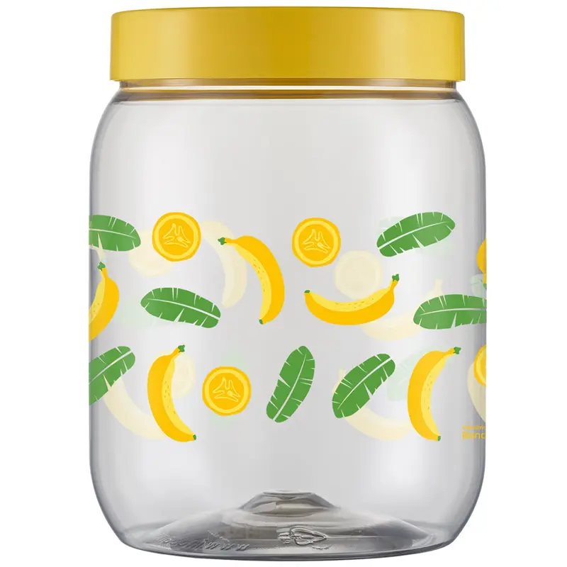 ORGANIZADOR DE PLASTICO REDONDO BANANA COM TAMPA DE ROSCA 1000ML
