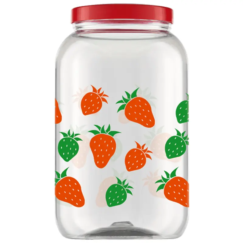 POTE DE PLASTICO REDONDO MORANGO COM TAMPA DE ROSCA 3600ML