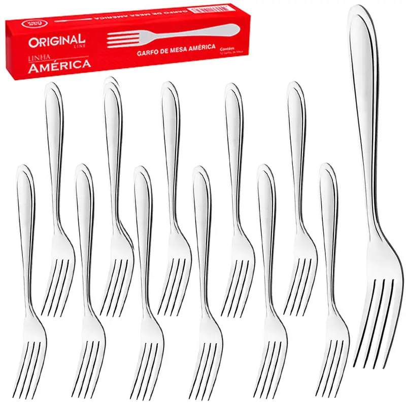 GARFO DE MESA DE INOX AMERICA COM 12 PECAS 19,5CM