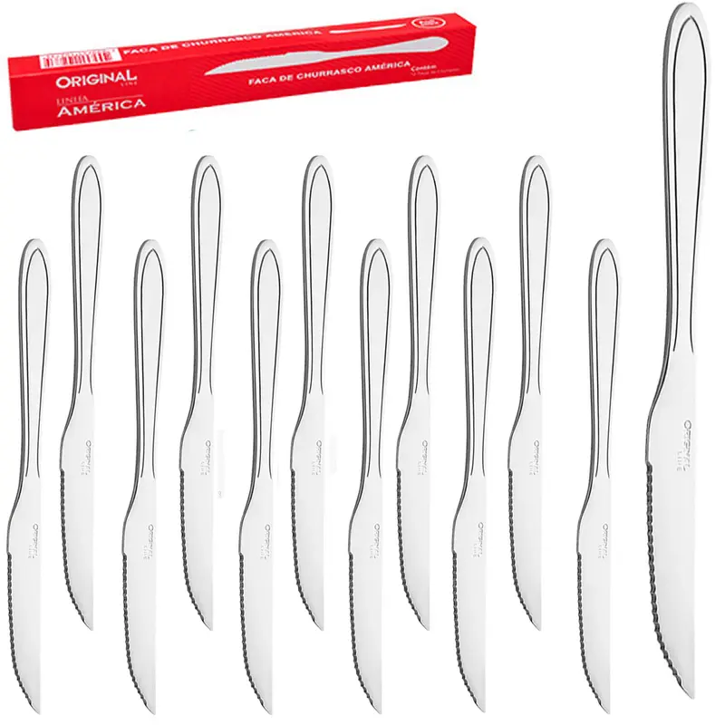 FACA DE CHURRASCO DE INOX AMERICA COM 12 PECAS 21,5CM