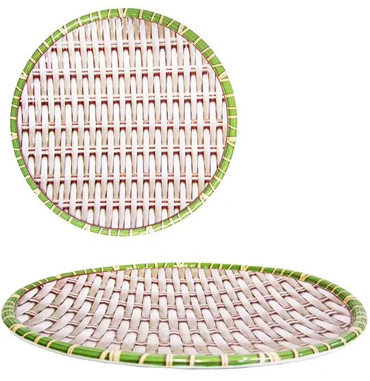BANDEJA FRUTEIRA DE PLASTICO REDONDA ESTAMPA RATTAN COM PE 21,5CM DE Ø
