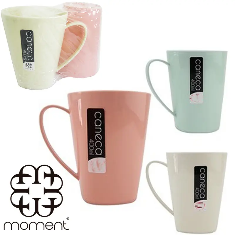 CANECA DE PLASTICO COLORS COM 2 PECAS 400ML