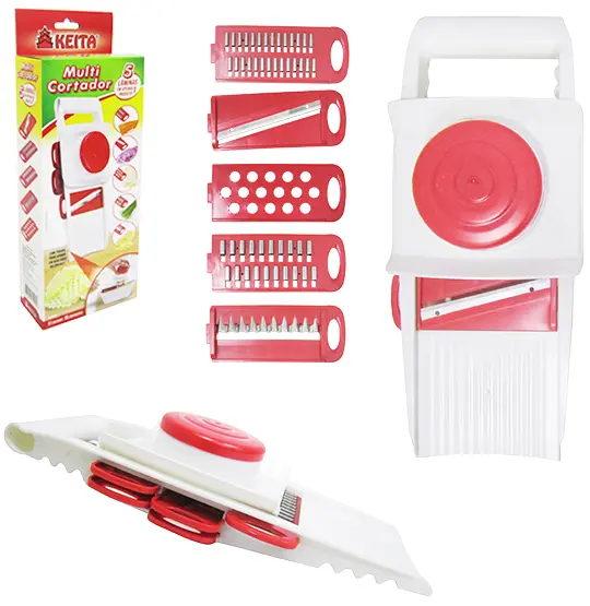 CORTADOR FATIADOR E RALADOR DE LEGUMES DE METAL/PLASTICO COM 5 LAMINAS NA CAIXA