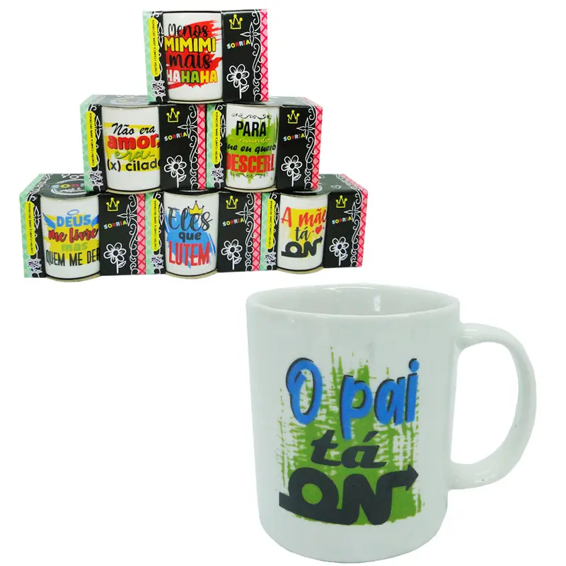 CANECA DE PORCELANA FRASES LEGAIS 280ML NA CAIXA