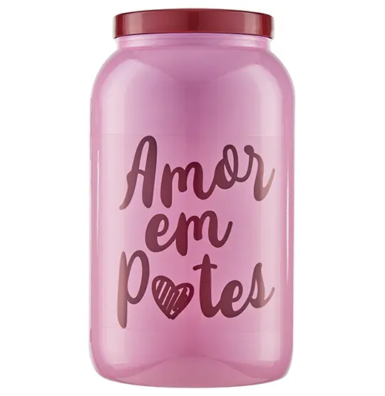 ORGANIZADOR DE PLASTICO REDONDO AMOR EM POTES COM TAMPA DE ROSCA 3600ML