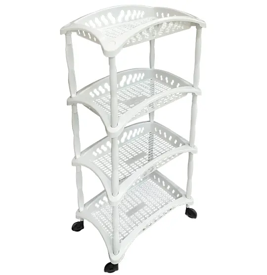 FRUTEIRA DE PISO DE PLASTICO RETANGULAR BRANCA 4 ANDARES + RODIZIO 89,5X40,5X28,5CM
